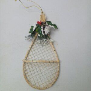 Snowshoe Ornament Wire Holly Decoration 7.5" Christmas Winter Holiday